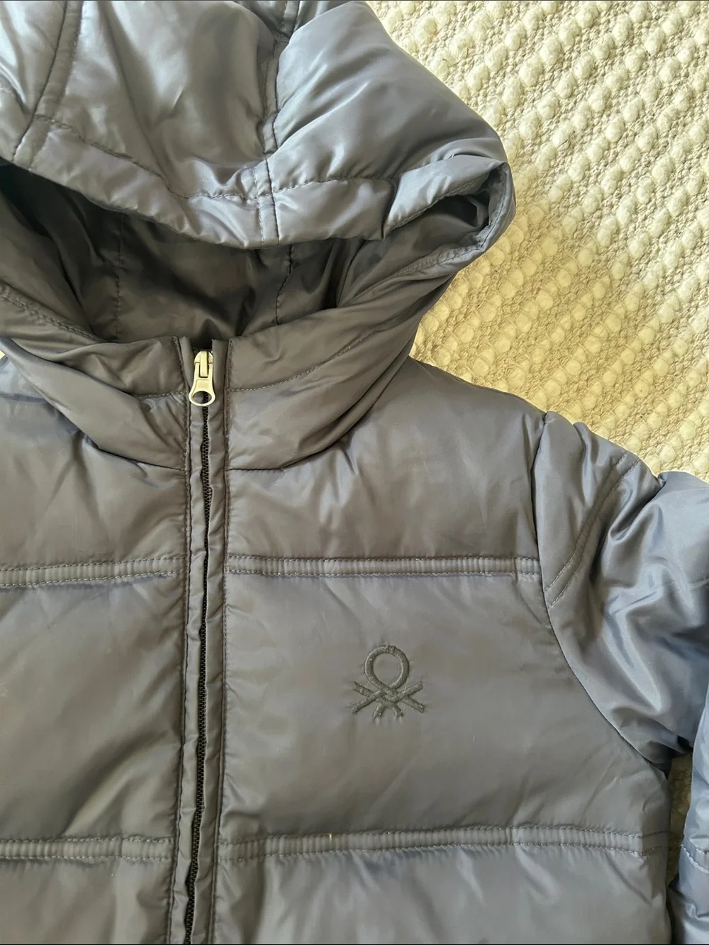 United Colors Of Benetton Kids Dark Gray Hooded Puffer Jacket